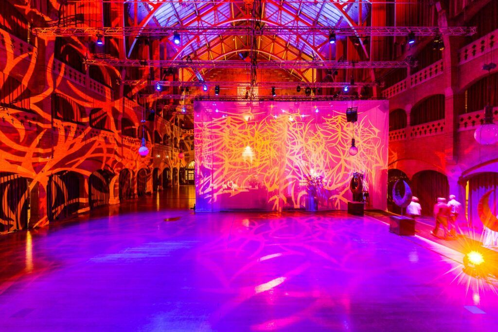 Celebrating a party in the Grote zaal of the Beurs van Berlage in Amsterdam